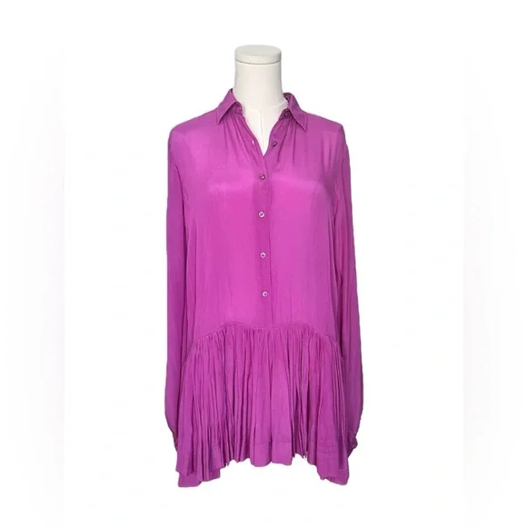 Purple Silk Mini Dress Karina Grimaldi Constance Solid Women Size XS Sm NO BELT - Picture 7 of 16